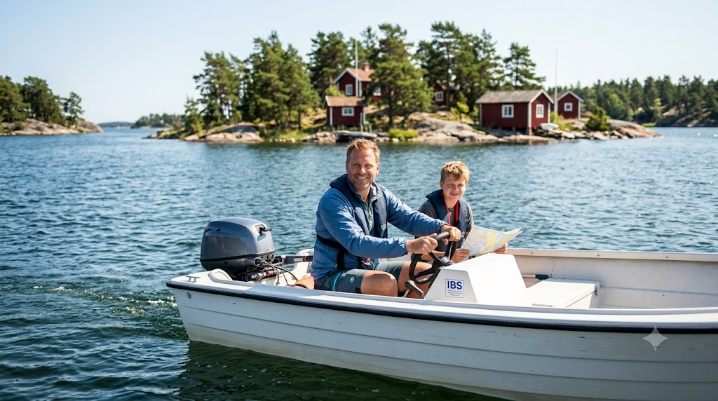 Motorboot auf einem See in Schweden – Regeln zum Bootsführerschein