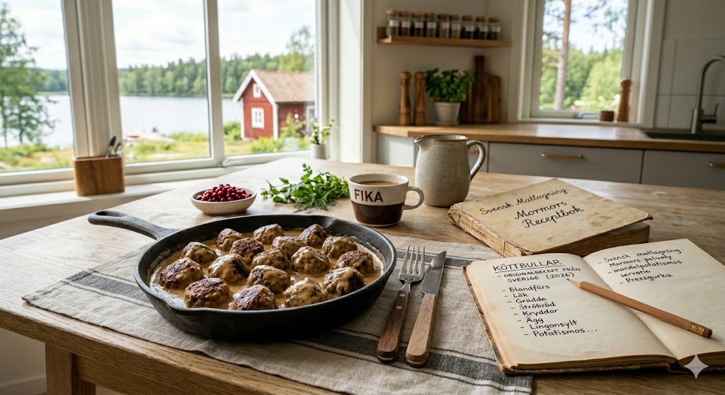 Köttbullar in der Pfanne mit cremiger Rahmsoße – schwedisches Nationalgericht