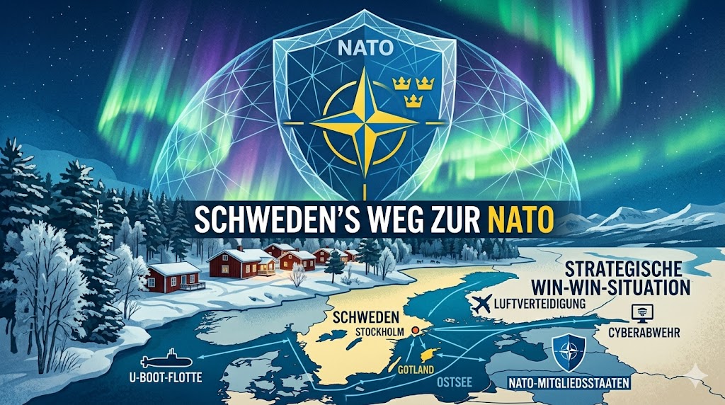 NATO und Schweden – schwedische Flagge und NATO-Logo