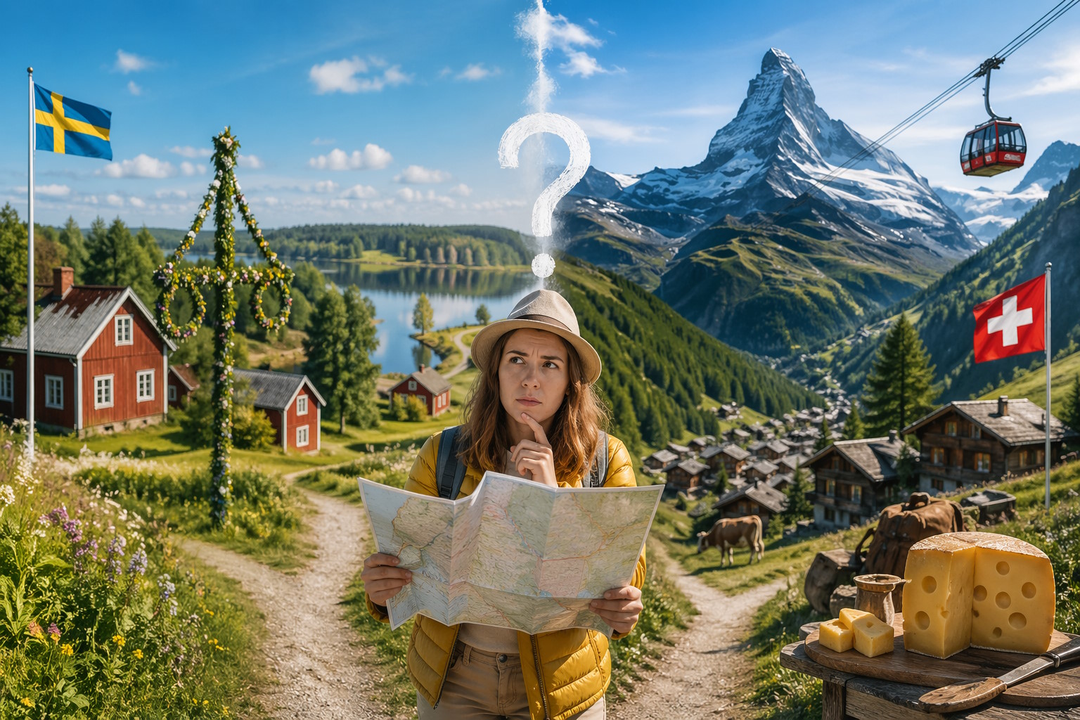 Schweden vs Schweiz Flaggen